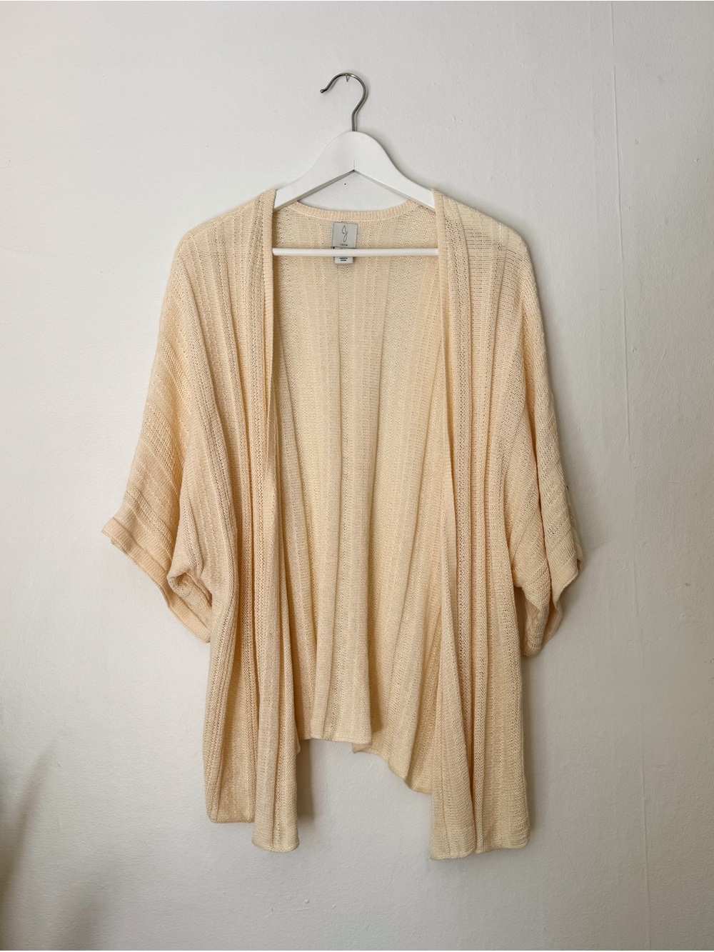 Joie Cream Linen Open-Front Knit Shrug